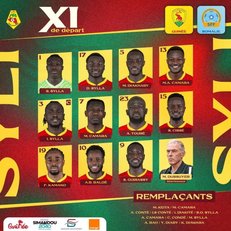 Éliminatoires mondial 2026 : voici le 11 entrant du Syli face à la Somalie
